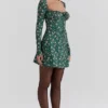 Malika – Grünes Minikleid mit Blumenmuster und Korsett