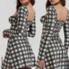 Malika Mini-Korsetts-Kleid in rotem Tartan Malika Mini-Korsetts-Kleid in rotem Tartan