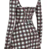 Malika Mini-Korsetts-Kleid in rotem Tartan Malika Mini-Korsetts-Kleid in rotem Tartan