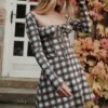 Malika Mini-Korsetts-Kleid in rotem Tartan Malika Mini-Korsetts-Kleid in rotem Tartan