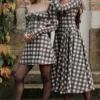 Malika Mini-Korsetts-Kleid in rotem Tartan Malika Mini-Korsetts-Kleid in rotem Tartan