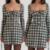 Malika Mini-Korsetts-Kleid in rotem Tartan Malika Mini-Korsetts-Kleid in rotem Tartan