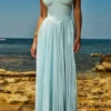 Marcella Ozeanblaues Maxikleid mit Falten