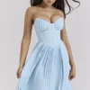 Marcella Ozeanblaues Maxikleid mit Falten