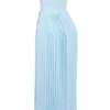 Marcella Ozeanblaues Maxikleid mit Falten