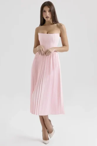 Marci Pinkes plissiertes Midi-Korsetts-Kleid
Marci Pinkes plissiertes Midi-Korsetts-Kleid