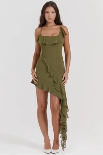 Marcia Olive Rüschen-Minikleid