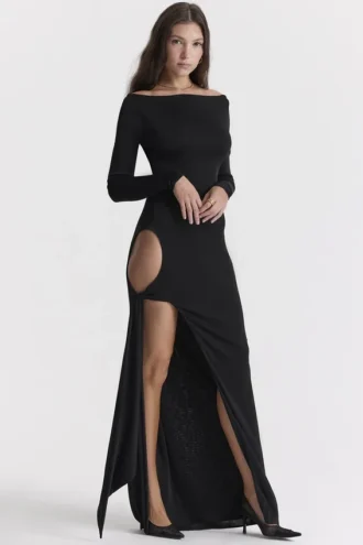 Marella Schwarzes Maxikleid mit Cut-outs