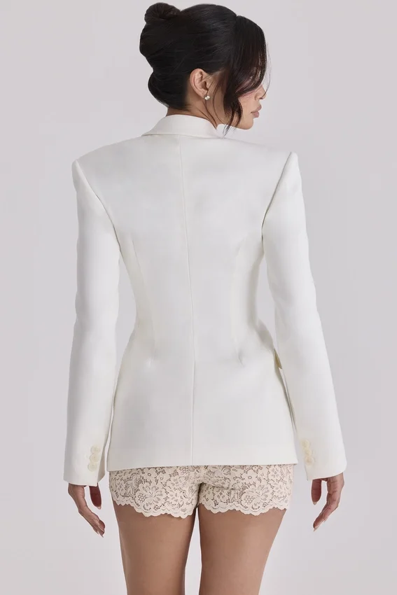 Luella Vintage-Blazer aus elfenbeinfarbenem Krepp in Sanduhrform