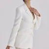 Luella Vintage-Blazer aus elfenbeinfarbenem Krepp in Sanduhrform