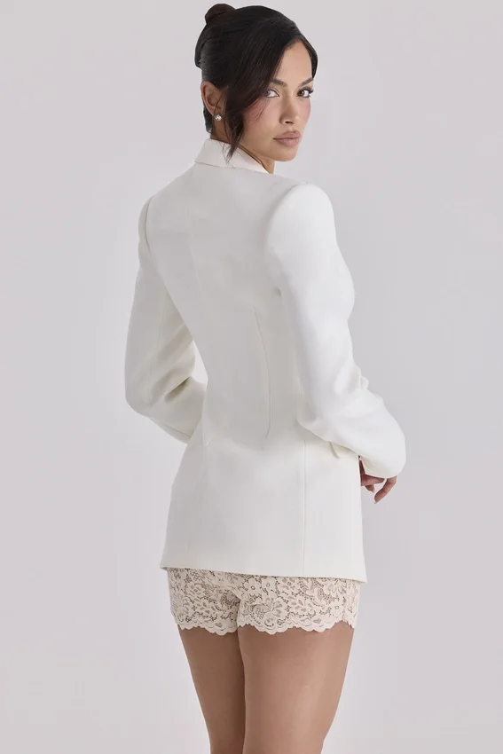 Luella Vintage-Blazer aus elfenbeinfarbenem Krepp in Sanduhrform