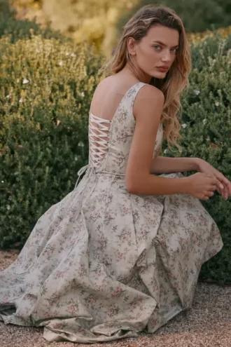 Mariabella Midi-Kleid aus Baumwolle mit Salbei-Blumenprint