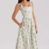 Mariabella Midi-Kleid aus Baumwolle mit Salbei-Blumenprint Mariabella Midi-Kleid aus Baumwolle mit Salbei-Blumenprint