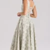 Mariabella Midi-Kleid aus Baumwolle mit Salbei-Blumenprint Mariabella Midi-Kleid aus Baumwolle mit Salbei-Blumenprint