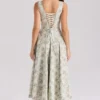 Mariabella Midi-Kleid aus Baumwolle mit Salbei-Blumenprint Mariabella Midi-Kleid aus Baumwolle mit Salbei-Blumenprint