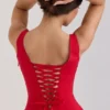 Mariabella Rotes Midi-Sommerkleid aus Stretch-Baumwolle Mariabella Rotes Midi-Sommerkleid aus Stretch-Baumwolle