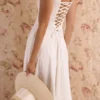 Mariabella Weißes Midi-Sommerkleid aus Stretch-Baumwolle Mariabella Weißes Midi-Sommerkleid aus Stretch-Baumwolle