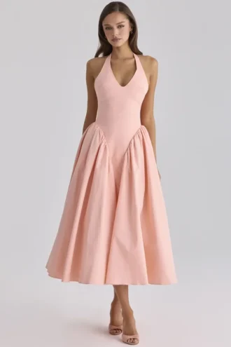 Marilyn Peach Baumwoll-Midi-Sommerkleid mit Neckholder Marilyn Peach Baumwoll-Midi-Sommerkleid mit Neckholder