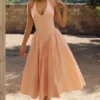 Marilyn Peach Baumwoll-Midi-Sommerkleid mit Neckholder Marilyn Peach Baumwoll-Midi-Sommerkleid mit Neckholder