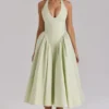 Marilyn Pistachio Baumwoll-Halter-Midi-Sommerkleid Marilyn Pistachio Baumwoll-Halter-Midi-Sommerkleid