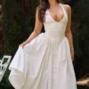 Marilyn – Weißes Baumwoll-Halter-Midi-Sommerkleid Marilyn – Weißes Baumwoll-Halter-Midi-Sommerkleid