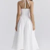 Marilyn – Weißes Baumwoll-Halter-Midi-Sommerkleid Marilyn – Weißes Baumwoll-Halter-Midi-Sommerkleid
