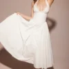 Marilyn – Weißes Baumwoll-Halter-Midi-Sommerkleid Marilyn – Weißes Baumwoll-Halter-Midi-Sommerkleid