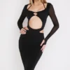Marina Schwarzes Midi-Kleid mit Cut-outs Marina Schwarzes Midi-Kleid mit Cut-outs