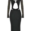 Marina Schwarzes Midi-Kleid mit Cut-outs Marina Schwarzes Midi-Kleid mit Cut-outs