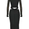Marina Schwarzes Midi-Kleid mit Cut-outs Marina Schwarzes Midi-Kleid mit Cut-outs