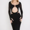 Marina Schwarzes Midi-Kleid mit Cut-outs Marina Schwarzes Midi-Kleid mit Cut-outs