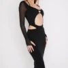 Marina Schwarzes Midi-Kleid mit Cut-outs Marina Schwarzes Midi-Kleid mit Cut-outs