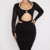 Marina Schwarzes Midi-Kleid mit Cut-outs Marina Schwarzes Midi-Kleid mit Cut-outs