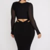 Marina Schwarzes Midi-Kleid mit Cut-outs Marina Schwarzes Midi-Kleid mit Cut-outs