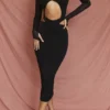 Marina Schwarzes Midi-Kleid mit Cut-outs Marina Schwarzes Midi-Kleid mit Cut-outs