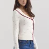 Marla – Strickjacke mit Elfenbeinfarbenen Kaschmir-Einsätzen Marla – Strickjacke mit Elfenbeinfarbenen Kaschmir-Einsätzen