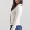Marla – Strickjacke mit Elfenbeinfarbenen Kaschmir-Einsätzen Marla – Strickjacke mit Elfenbeinfarbenen Kaschmir-Einsätzen