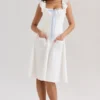 Mathilde – Weißes Midi-Kleid aus Baumwolle mit Broderie-Anglaise-Bordüre Mathilde – Weißes Midi-Kleid aus Baumwolle mit Broderie-Anglaise-Bordüre