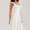Mathilde – Weißes Midi-Kleid aus Baumwolle mit Broderie-Anglaise-Bordüre Mathilde – Weißes Midi-Kleid aus Baumwolle mit Broderie-Anglaise-Bordüre