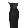 Maya Schwarzes Midi-Kleid mit Rüschen Maya Schwarzes Midi-Kleid mit Rüschen