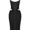Maya Schwarzes Midi-Kleid mit Rüschen Maya Schwarzes Midi-Kleid mit Rüschen