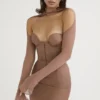 Mayara Mocha Strukturiertes Korsetts-Minikleid Mayara Mocha Strukturiertes Korsetts-Minikleid