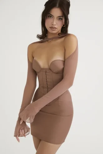 Mayara Mocha Strukturiertes Korsetts-Minikleid