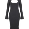 Meliora Midi-Kleid aus anthrazitfarbenem Strick Meliora Midi-Kleid aus anthrazitfarbenem Strick