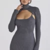 Meliora Midi-Kleid aus anthrazitfarbenem Strick Meliora Midi-Kleid aus anthrazitfarbenem Strick