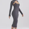 Meliora Midi-Kleid aus anthrazitfarbenem Strick Meliora Midi-Kleid aus anthrazitfarbenem Strick