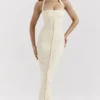Mia Ecru Neckholder-Maxikleid Mia Ecru Neckholder-Maxikleid