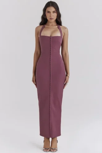 Mia Maxikleid aus Mulberry-Twill mit Neckholder