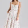 Midi-Kleid aus Baumwolle mit Knopfleiste und Chiarina-Rosenprint Midi-Kleid aus Baumwolle mit Knopfleiste und Chiarina-Rosenprint