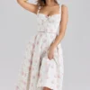 Midi-Kleid aus Baumwolle mit Knopfleiste und Chiarina-Rosenprint Midi-Kleid aus Baumwolle mit Knopfleiste und Chiarina-Rosenprint
